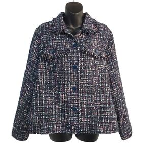 Draper's& Damon's Multi Colors Tweed Blazer Jacket Size PL NWOT